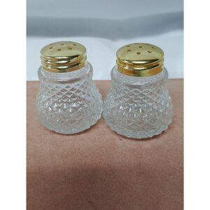 Vintage Glass Salt & Pepper Shakers With Gold-Tone Caps
